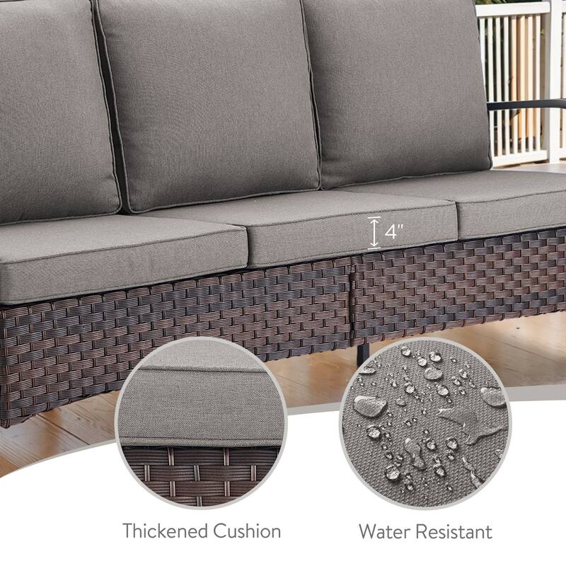 Gymojoy Industrial Style Premium Outdoor 3-Seat Rattan Sofa