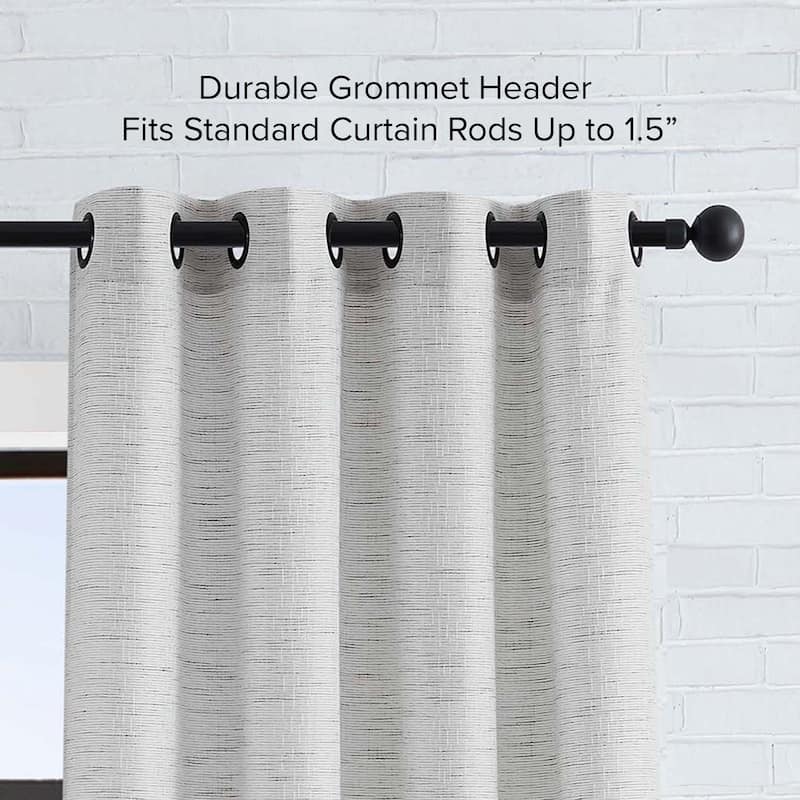 Lucky Brand Sierra Textured Light Filtering 52" x 84" Grommet Window Curtain Panel Pair with Tiebacks, Grey - 104" x 84"