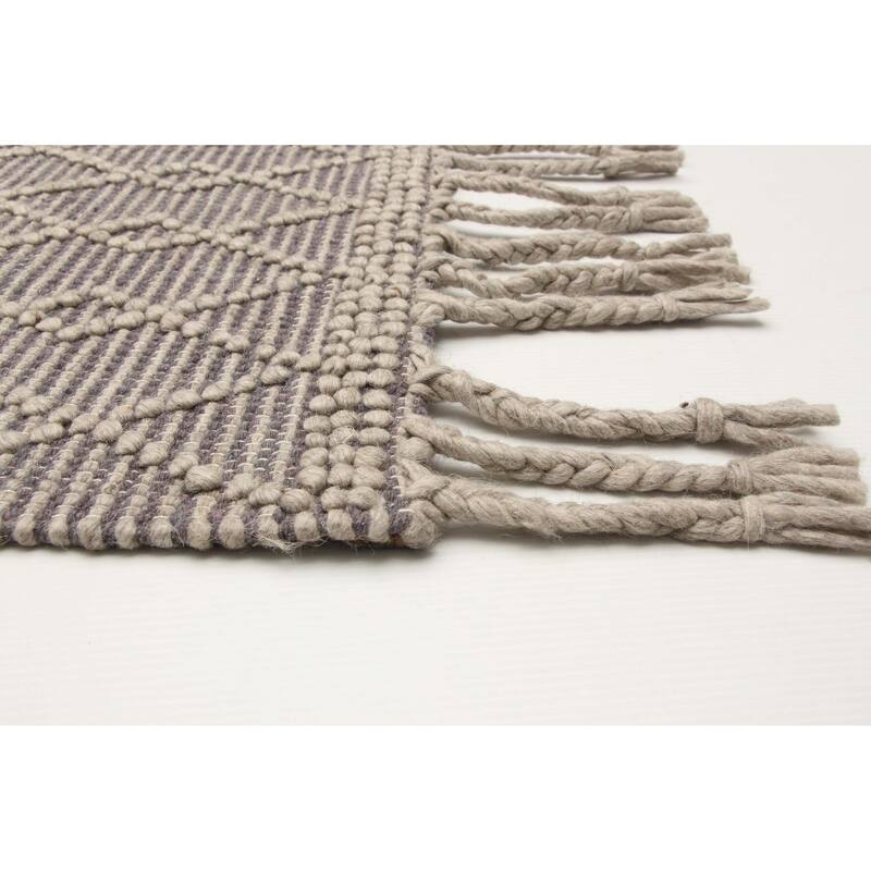 ECARPETGALLERY Braid weave Sienna Grey Wool Rug - 5'1 x 8'2