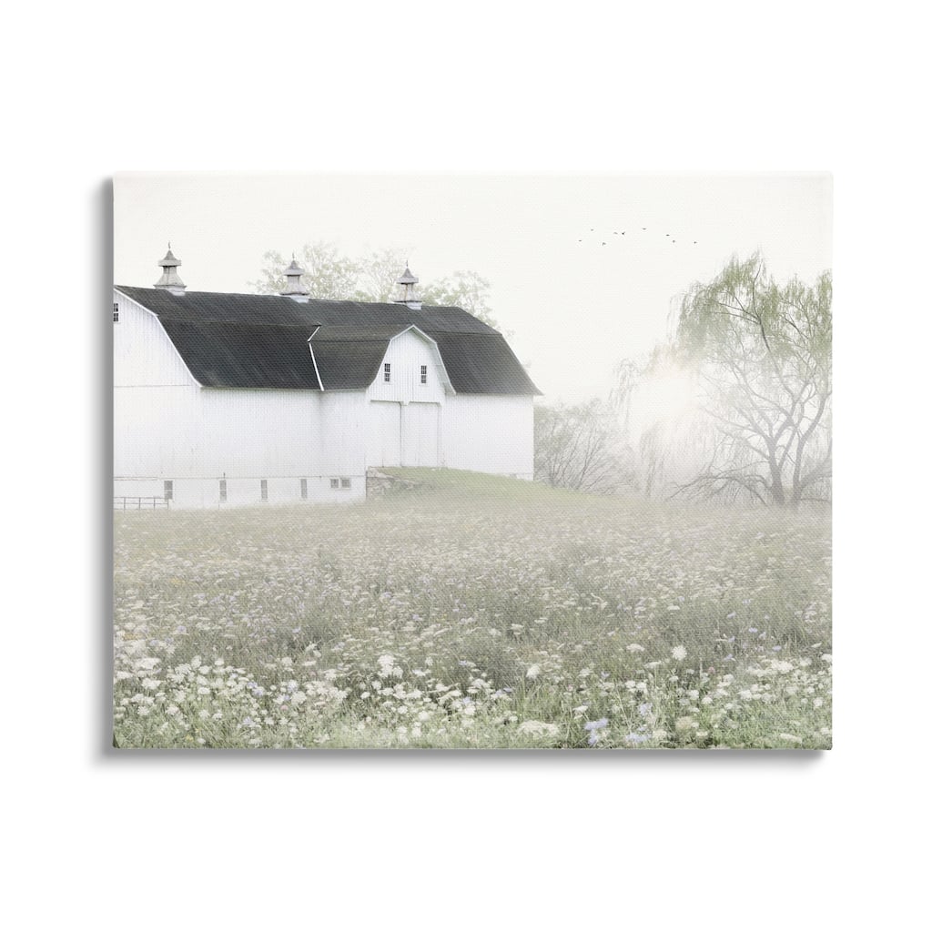 Stupell Peaceful White Barn Countryside Meadow Blooming Buds Canvas Wall Art, Design by Lori Deiter