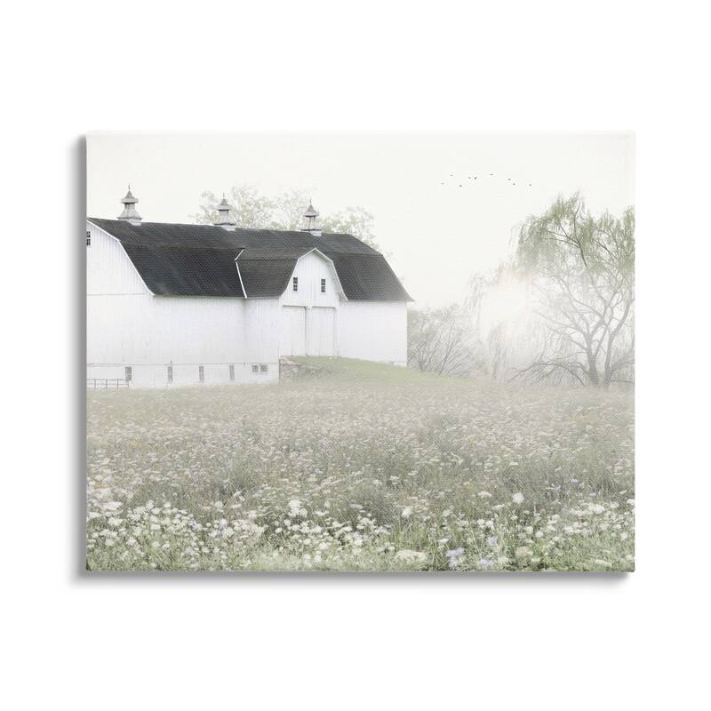 Stupell Peaceful White Barn Countryside Meadow Blooming Buds Canvas Wall Art, Design by Lori Deiter - 40 x 30