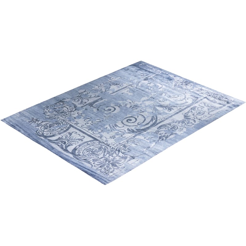 Modern One-of-a-Kind Hand-Knotted Area Rug, Blue - 9' 1" x 11' 10"
