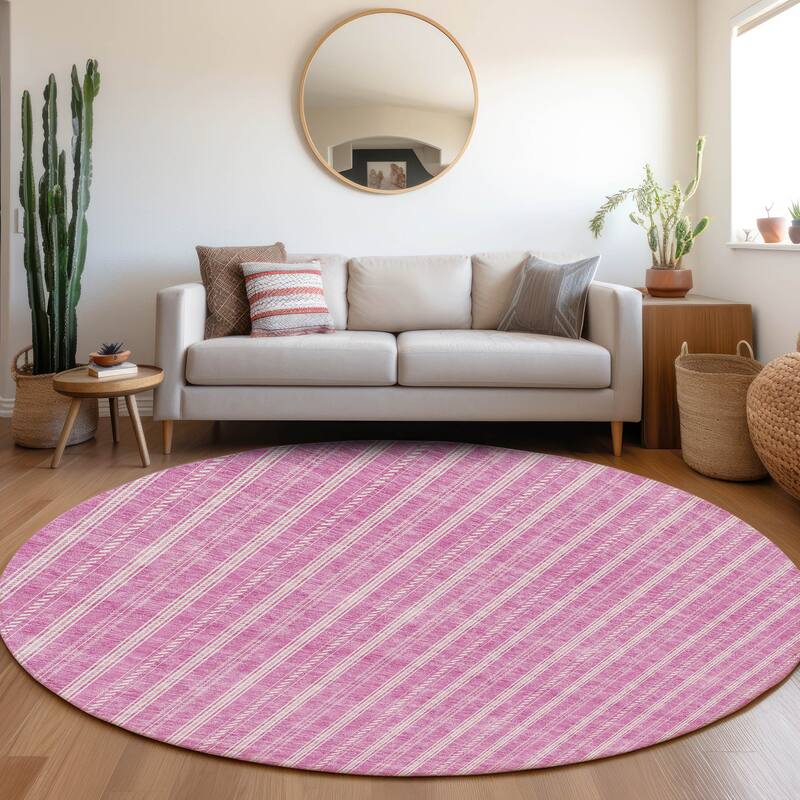 Machine Washable Indoor/ Outdoor Chantille Stripe Twist Rug