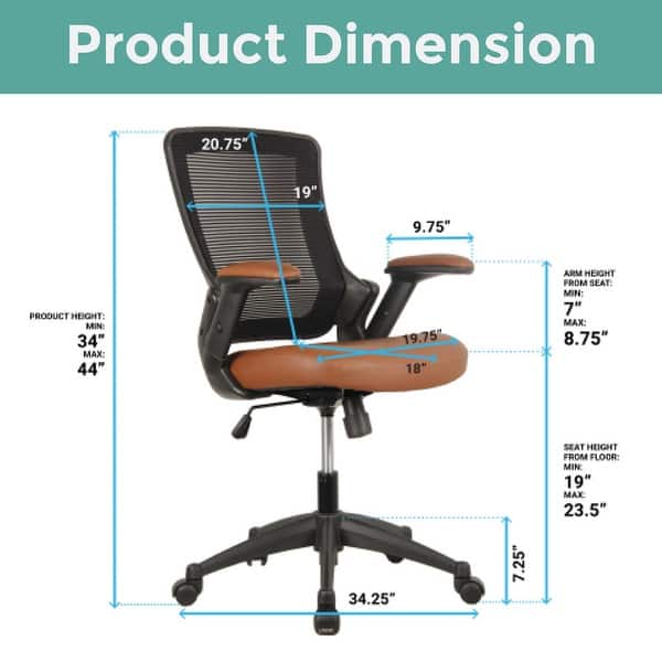 Height Adjustable mesh chair Brown work chair Polyurethane modway chair