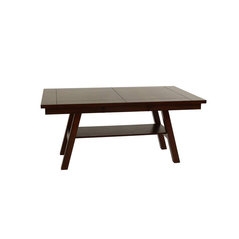 Dining Table Rectangle Dining Table w Shelve 1pc Table Only Rubber wood Dark Walnut Finish Dining Room Furniture