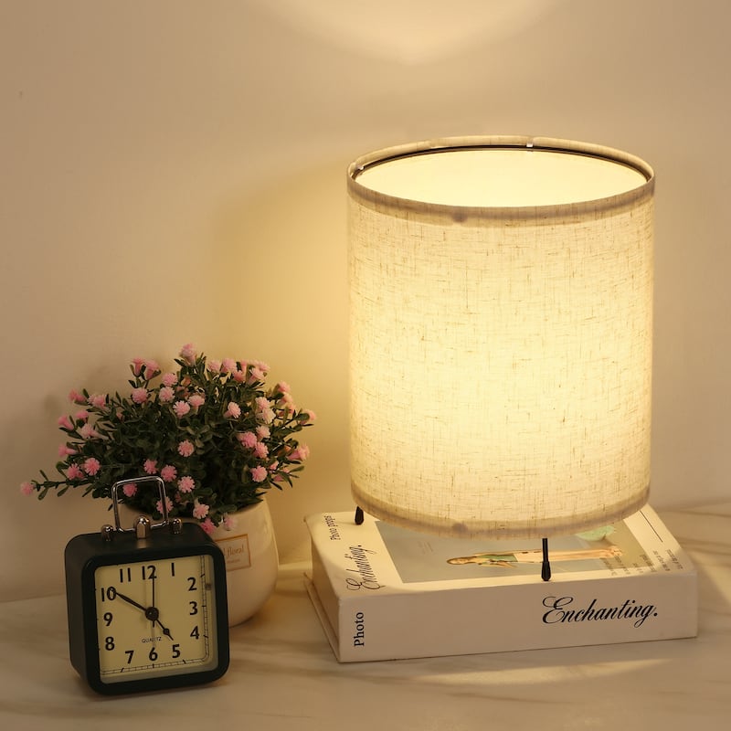 Set of 2 Modern Bedside Lamp with Linen Fabric Shade - 1PCS