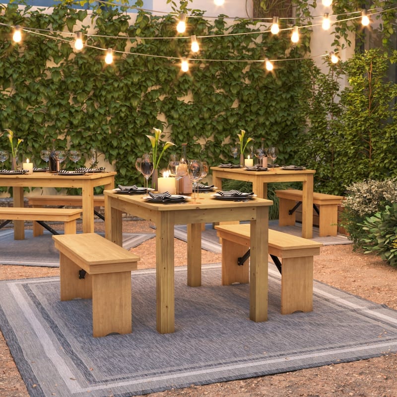 Rectangular Antique Rustic Solid Pine Farm Dining Table