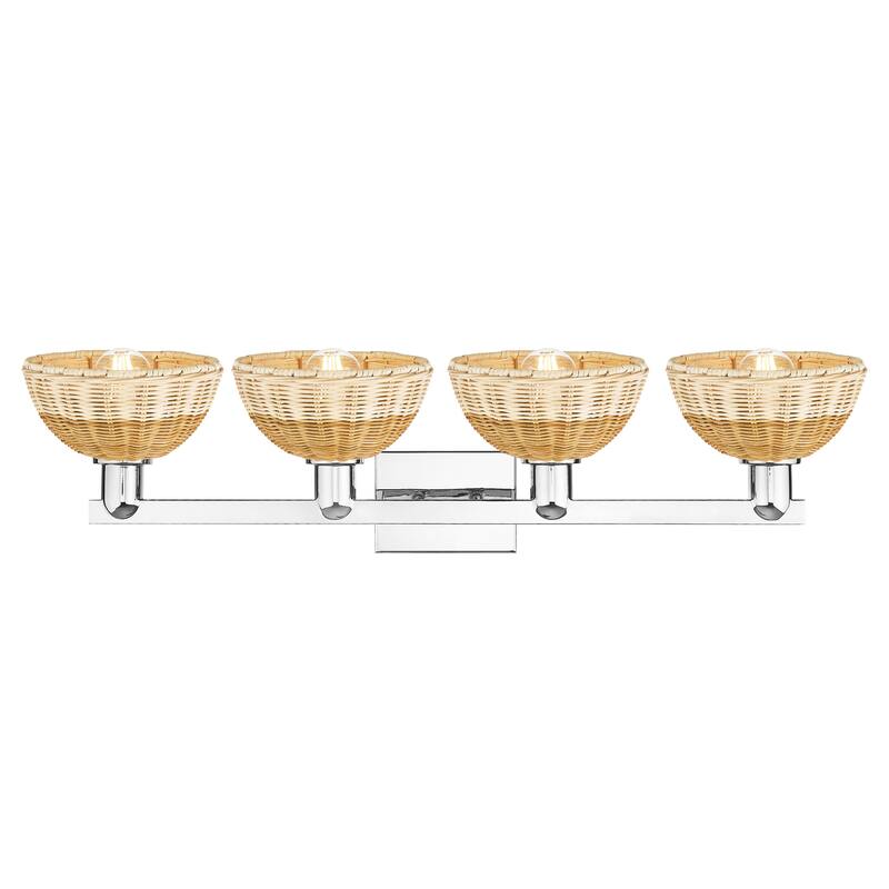 Innovations Lighting Downtown Urban - Natural Ballston Dome - 4 Light 36" Bath Vanity Light with Basketweave Shade