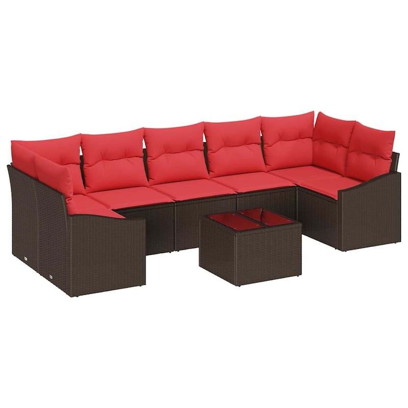 vidaXL 8 Piece Garden Sofa Set with Cushions - 113.8×48.6×27.2