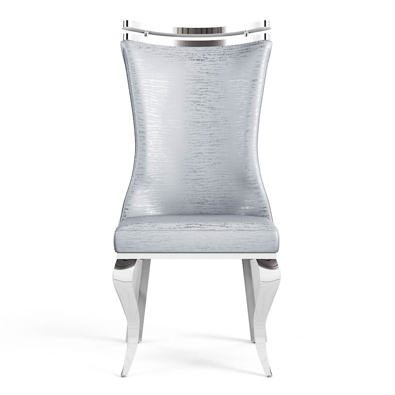 Furniture of America Thaddeus Glam Stainless Steel Upholstered Dining Side Chair (Set of 2)