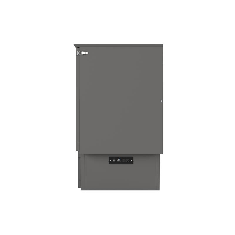 Chelsea Queen Murphy Bed Chest with 6" Mattress, Storage Drawer & Built-In Charger in Grey