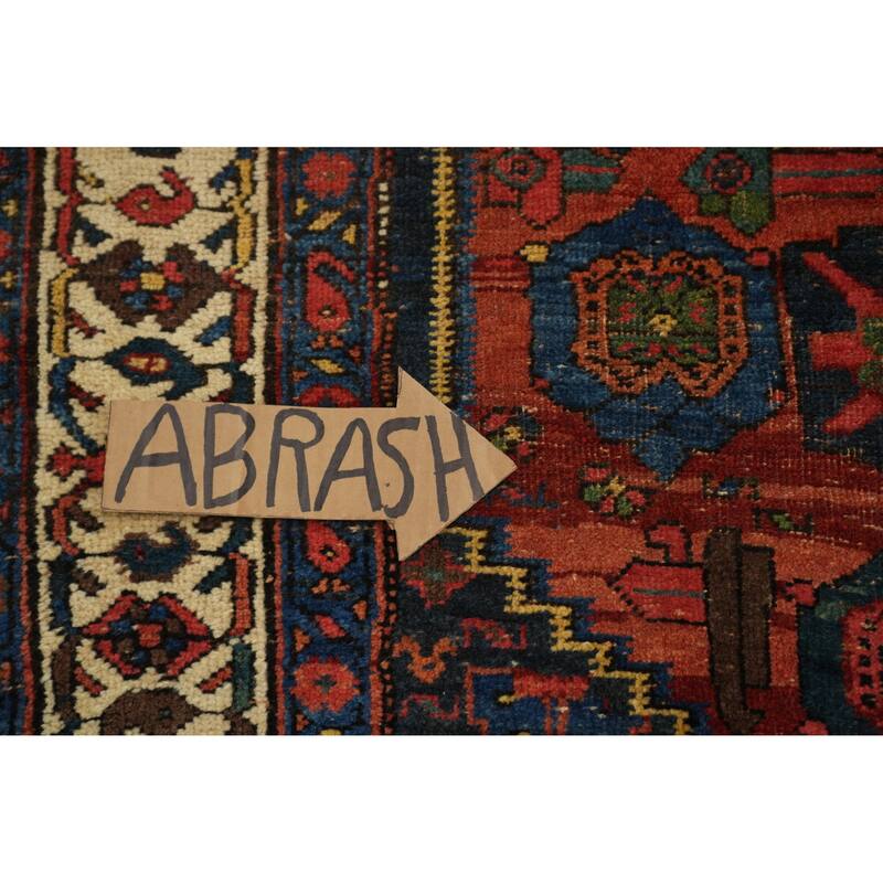 Hand Knotted Oriental 100% Wool Carpet Traditional Geometric Navy Blue & Blues Bidjar Runner Rug - 17' 7'' X 3' 10''