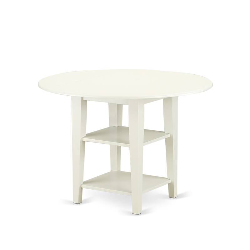 East West Furniture 5 Piece Dinette Set- a Dining Table and 4Shitake Linen Fabric Upholstered Chairs, 42x42 Inch, Linen White