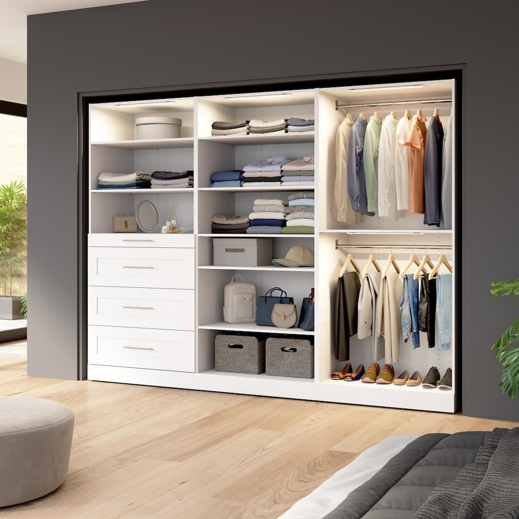 Bestar Florence 107W x 25D Walk-In Closet Organizer System, Shaker