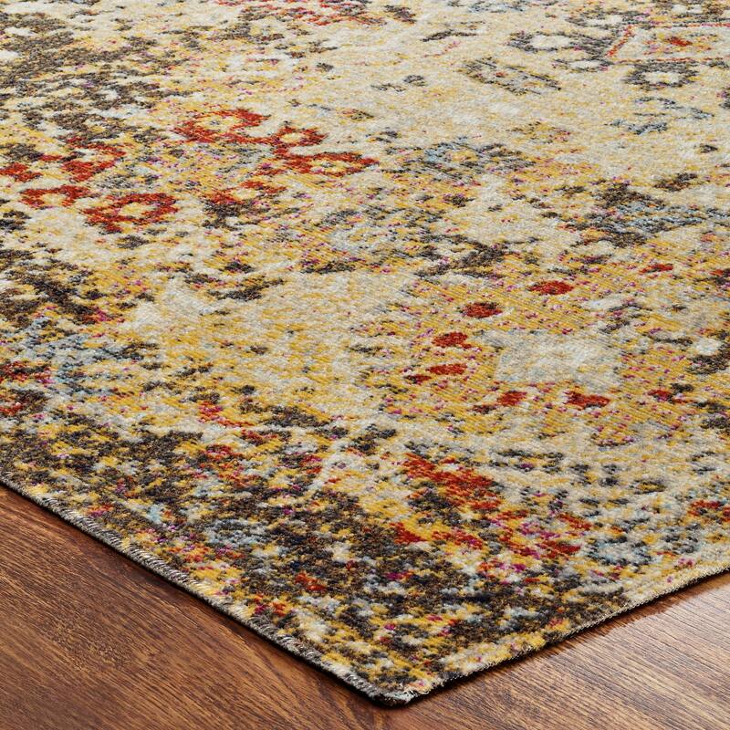 Beige/Gold/Rust Abstract Indoor/Outdoor Area Rug