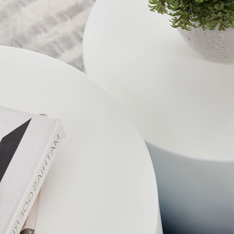 Round MDF with Veneer Side Table Coffee Table Nesting Table set of 2