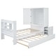 preview thumbnail 12 of 10, Twin Platform Bed with Storage Headboard & Footboard, Pull Out Shelves and Twin Trundle, White