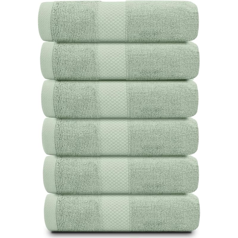 White Classic Luxury Cotton Hand Towel 16x30 - Set of 6