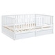 preview thumbnail 57 of 118, Wood Cribs Convertible Toddler Bed with Fence Guardrails and 2 Drawers Split into Independent Floor Bed and Daybed Slat Support