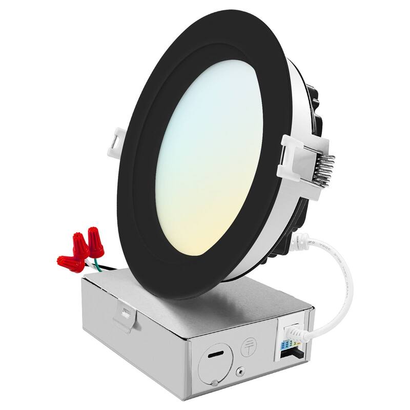 Luxrite 5 Inch LED Recessed Ceiling Light, 18W, 5CCT 2700K-5000K, 1600LM, Dimmable, Wet Rated, IC, ETL - Black - 1 Pack - 1 Pack