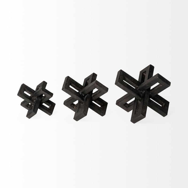 Aleph (Set of 3) Black Metal Small Medium & Large Jacks - 4.0L x 4.0W x 4.0H