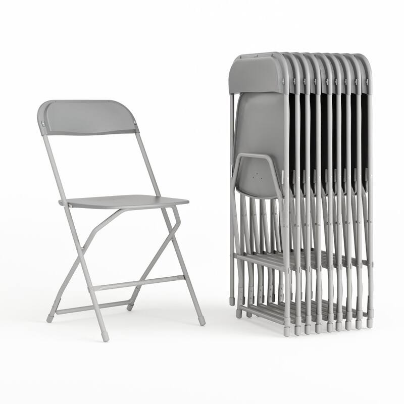 Plastic Folding Chair - 10 Pack 650LB Weight Capacity - Event Chair - Grey