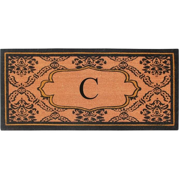 A1HC Uriel Treated Coir Monogrammed Entry Double Door Mat 30"x 60" - C