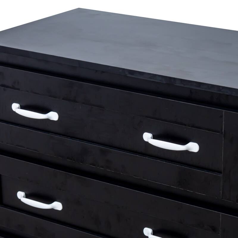 Modern white side cabinet with 6 drawers , Wood Chest of Drawers with Metal Handle, Storage Organizer ，Bedroom or Hallway