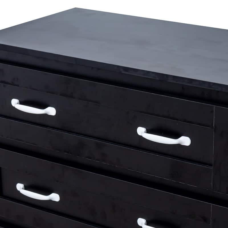 White Modern 6-Drawer Dresser – Wooden Storage Cabinet with Metal Handles, Versatile Organizer for Bedroom, Living Room.