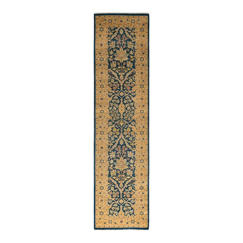 Ottoman, One-of-a-Kind Hand-Knotted Area Rug - Blue, 2' 7" x 10' 4" - 2' 7" x 10' 4"