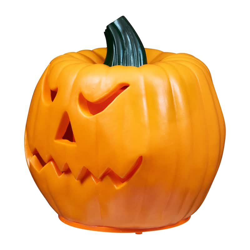 LED Lighted and Animated Double-Sided Jack O' Lantern Halloween Decoration - 9.75"