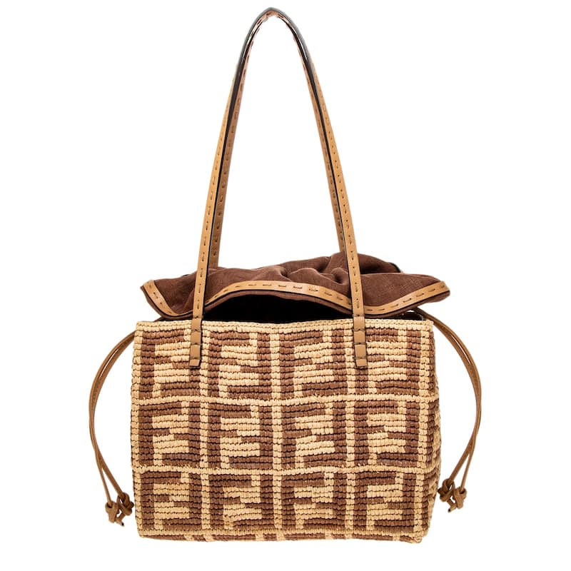 Fendi Small Roll Shopper Bag - Beige with Brown Details