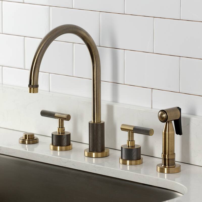 Kingston Brass Essex Double-Handle Wall-Mount Pre-Rinse Bridge Kitchen Faucet