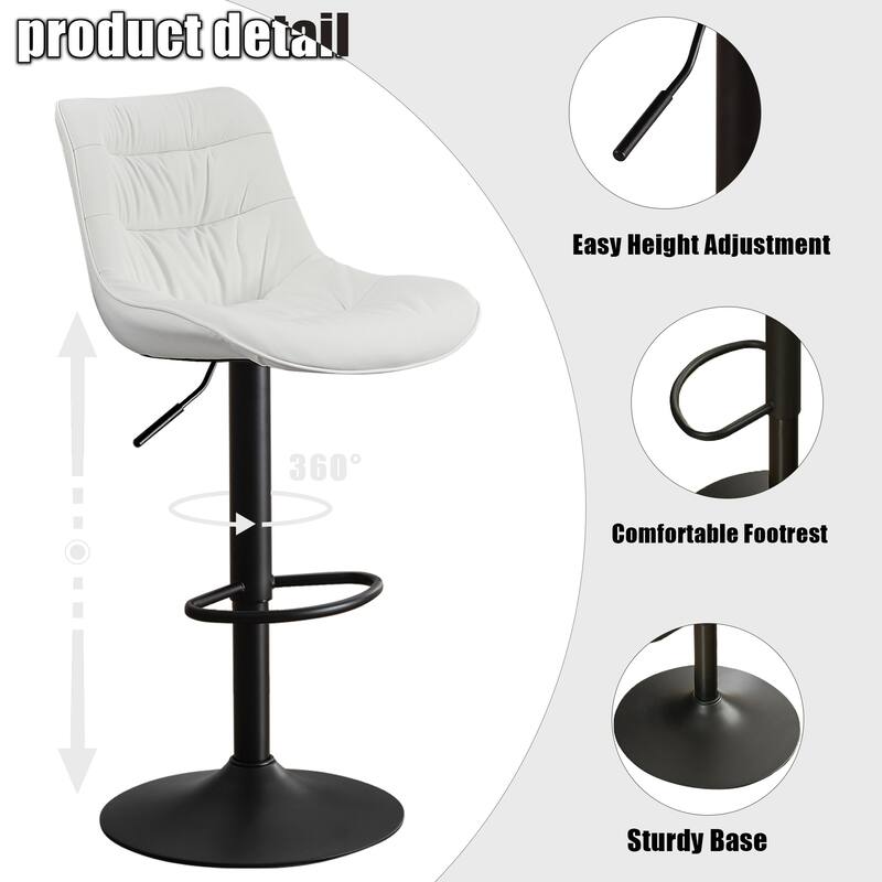 Modern Bar Stools Set of 2, Upholstered Counter Stools with Backrest