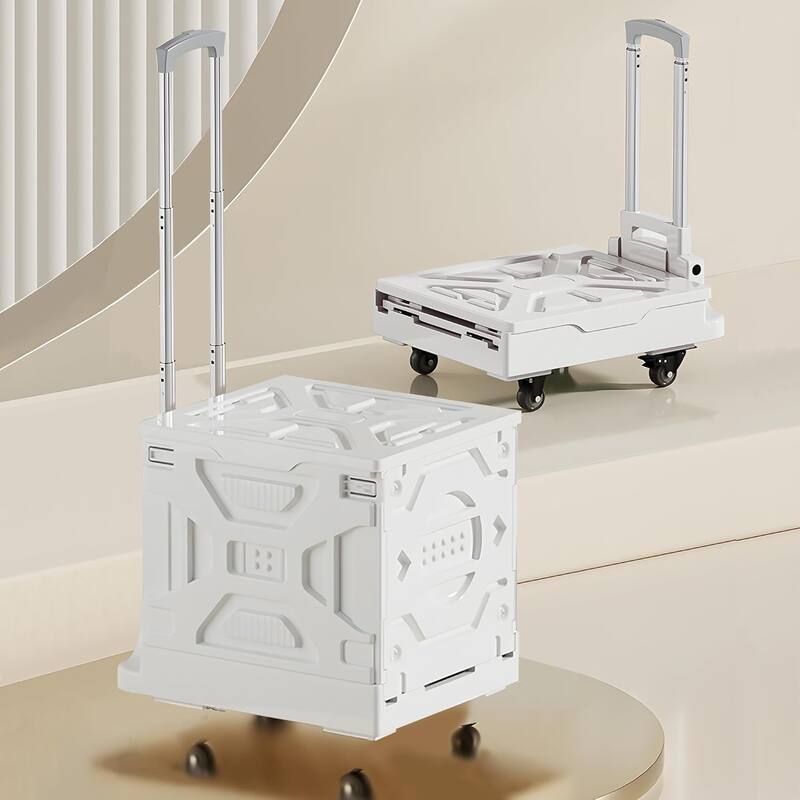 VECELO 16 gallons Shopping Carts with Wheels, Folding Storage Bins, Light Weight Platform Trucks Dolly