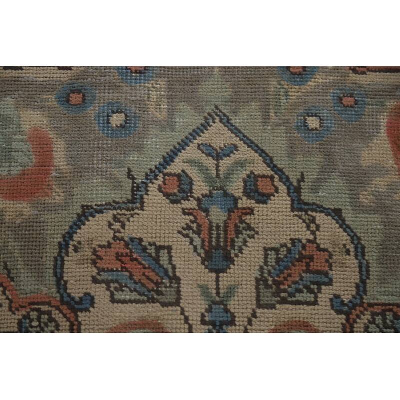 Hand Knotted Oriental 100% Wool Carpet Traditional Floral Pink Tabriz Area Rug - 12' 6'' X 9' 6''