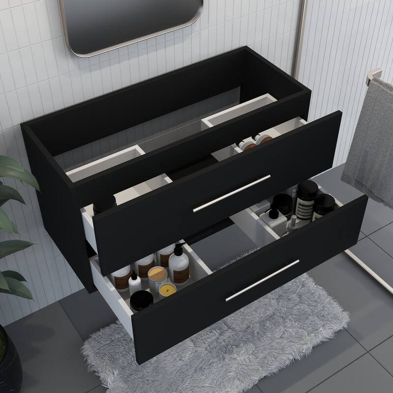 Volpa USA Napa 36-inch Black Wall-Mounted Floating Bathroom Cabinet