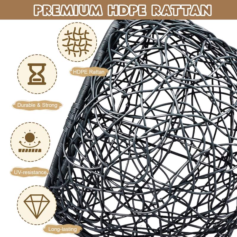 Modern Pet Hammock, Rattan Swing Bed with Stand & Removable Cushion, Gift for Cat/Dog Lovers, Space-Saving Indoor-Outdoor