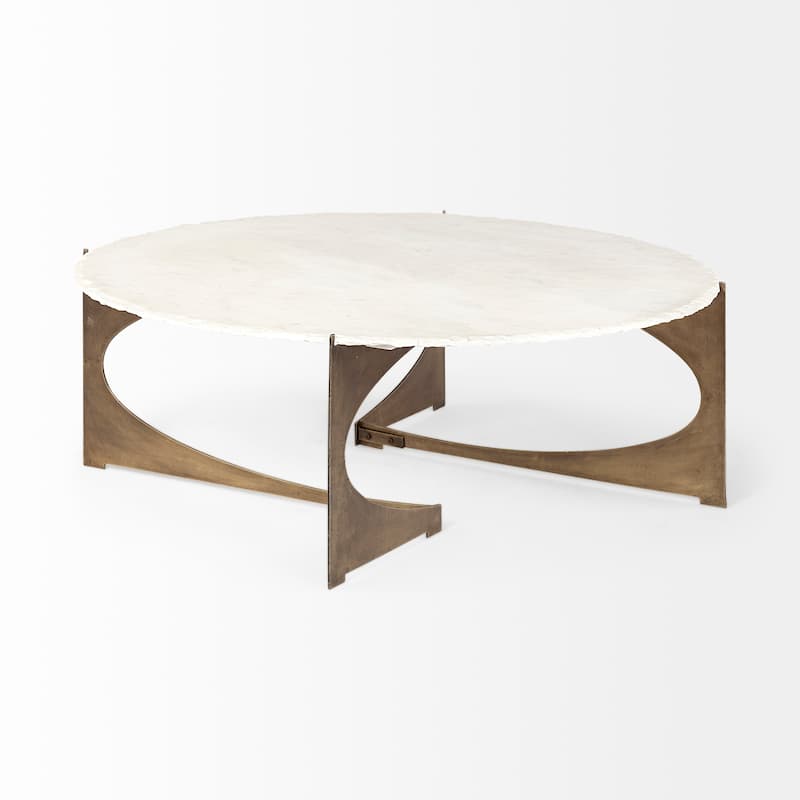 Reinhold Round Marble Top w/ Metal Base Coffee Table