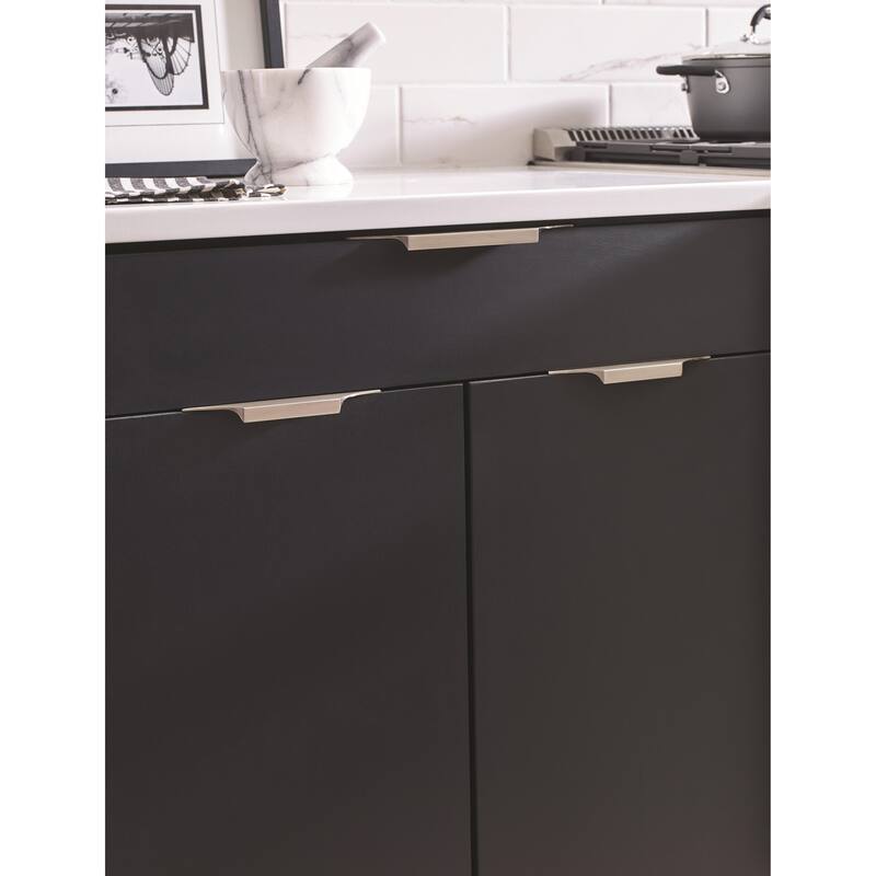 Extent 4-9/16 in (116 mm) Center-to-Center Satin Nickel Cabinet Edge Pull - 4.5625