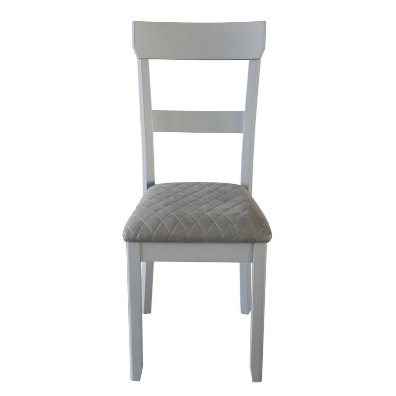 Two Tone Grey and Pearl Grey Ladder Back Side Chairs (Set of 2)