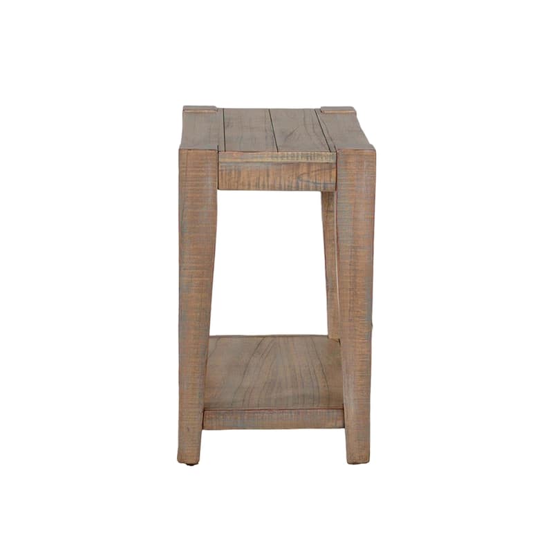 Lilly Accent Chairside Table, Light Brown Wood, Rectangular 25 Inch