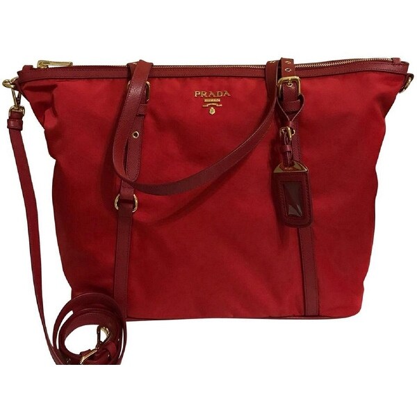 prada red leather shoulder bag