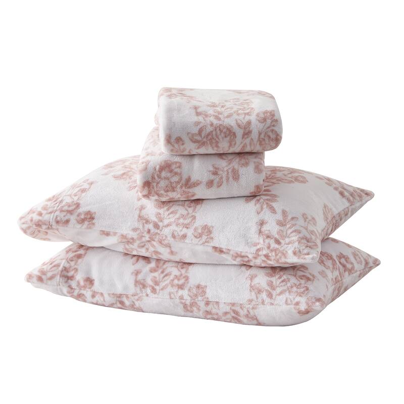 Luxurious Printed Velvet Plush Warm and Cozy Sheet Set.