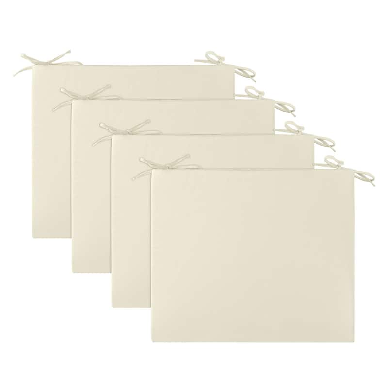 Set of 4 Waterproof Outdoor Chair Cushions with Ties for Patio Furniture - 18.5x16x3" Square Corner - Beige