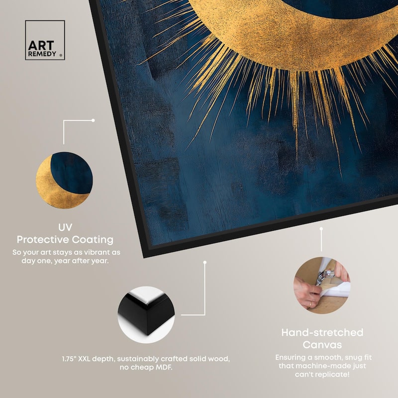 Gold Moon on Indigo Canvas by Art Remedy