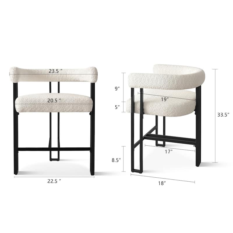 Boucle Upholstered Counter Stool with Arms(Set of 2)