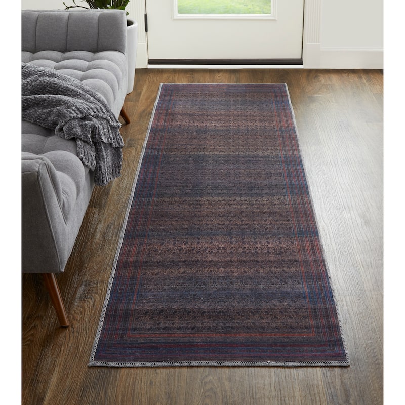 Welch Oriental Charcoal Gray/Pink Area Rug