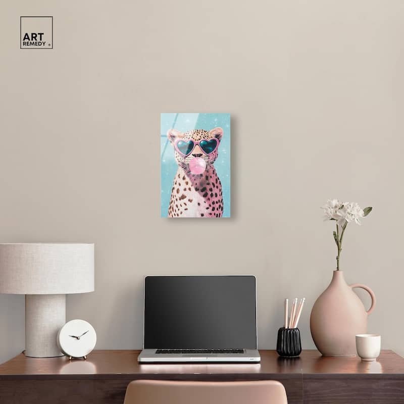 Pastel Cheetah Bubblegum Acrylic by Art Remedy, Ready to Hang