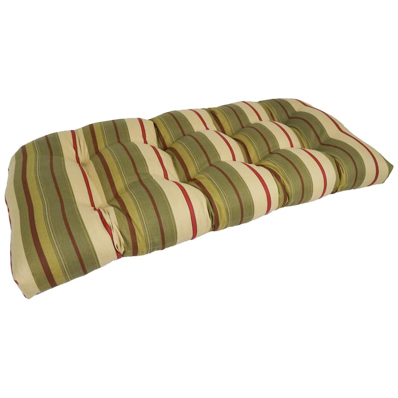 42-inch Rounded Back Tufted Outdoor Loveseat/Bench Cushion - Pinehurst Stripe